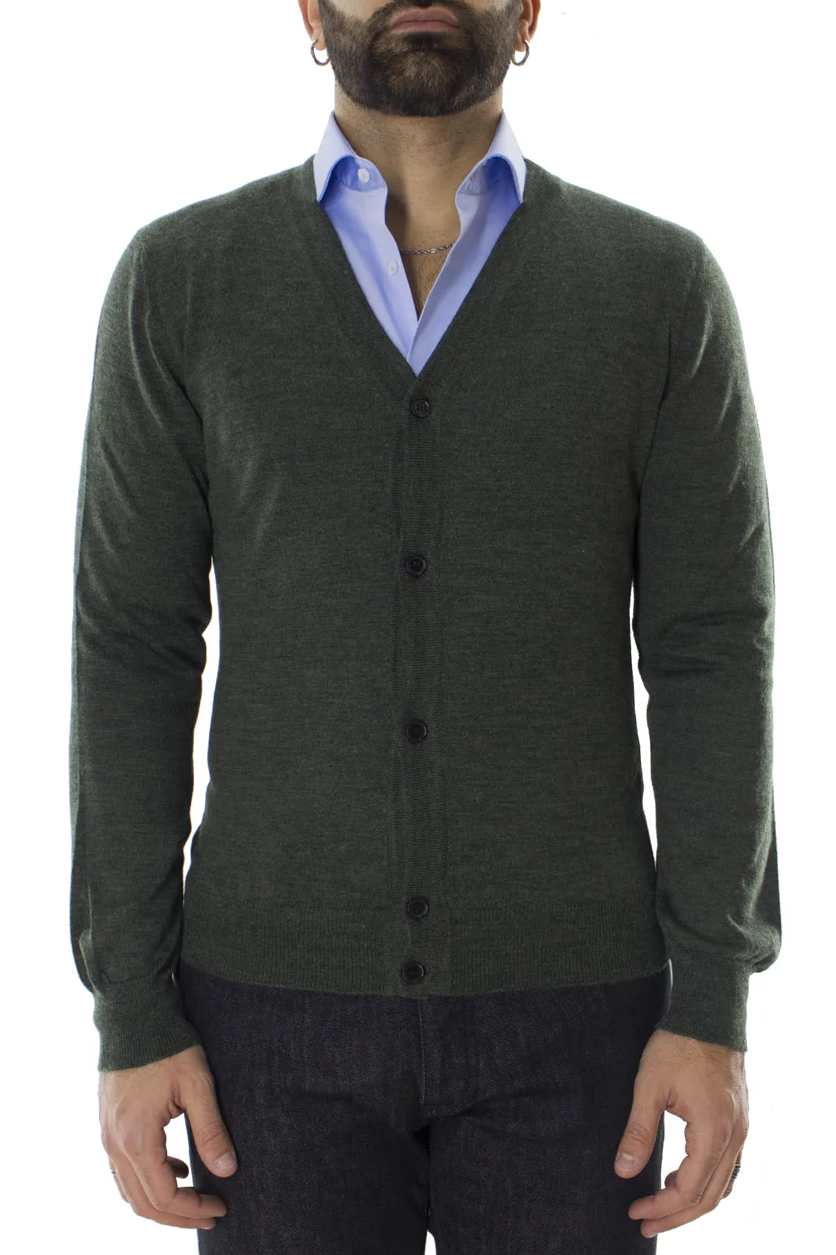 Cardigan uomo in lana merinos extra slim fit made in Italy 5 bottoni