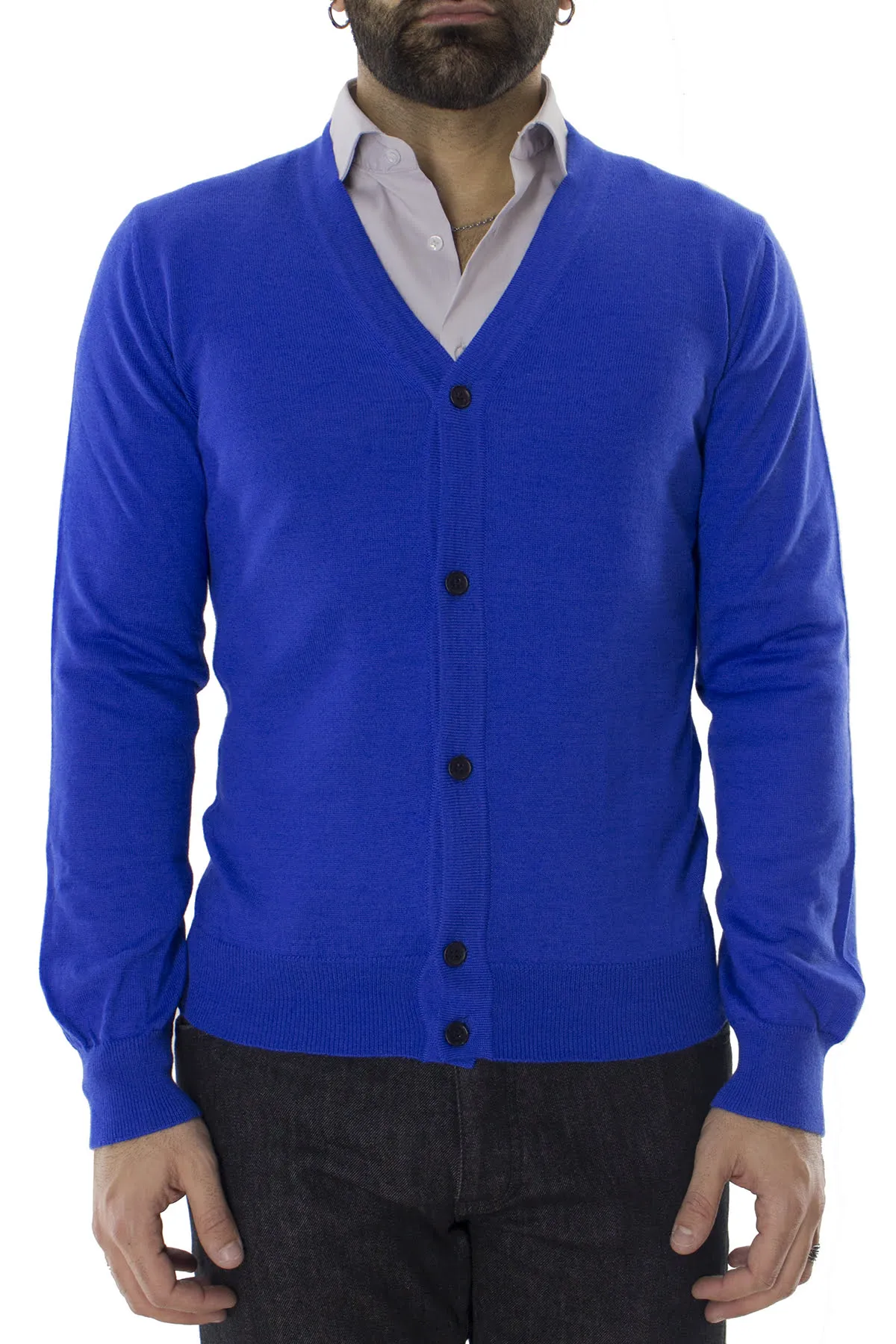 Cardigan uomo in lana merinos extra slim fit made in Italy 5 bottoni