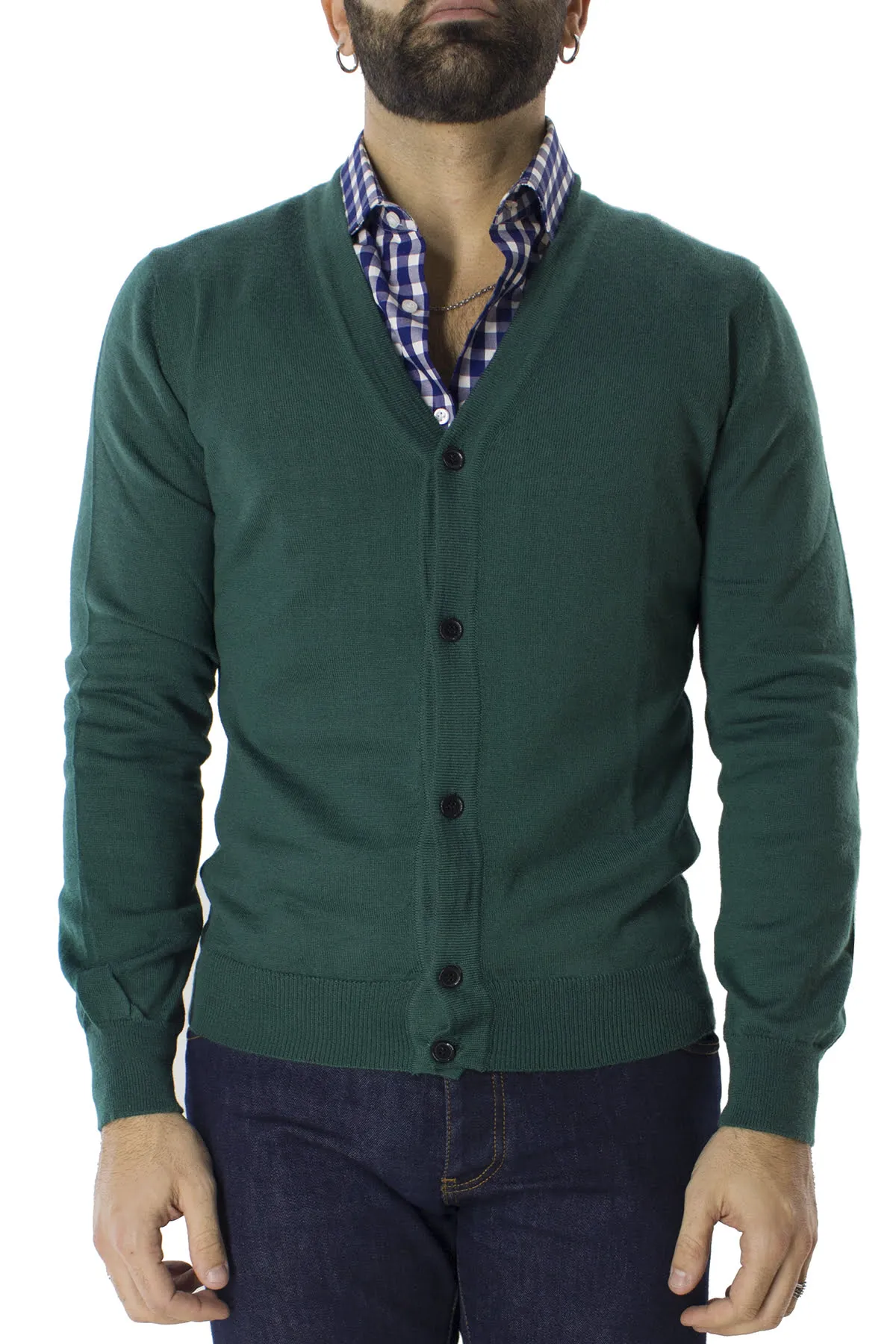 Cardigan uomo in lana merinos extra slim fit made in Italy 5 bottoni