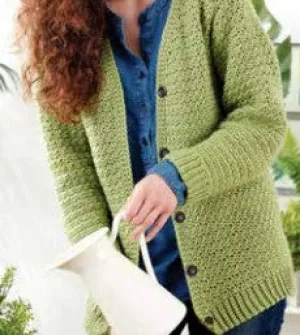 Caron Adult Crochet V-Neck Cardigan