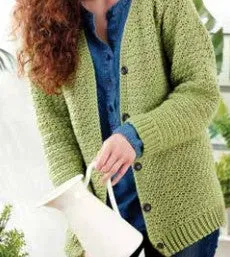 Caron Adult Crochet V-Neck Cardigan