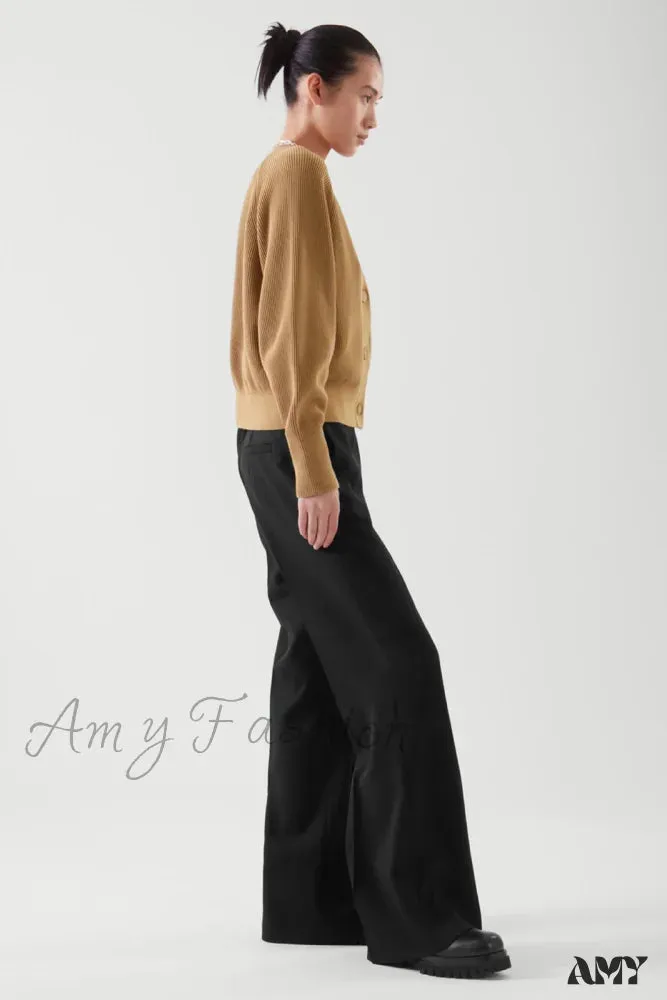 Casual V-neck Ribbed Bat-sleeve Soft Comfortable Cozy Elegant Lightweight Cardigan