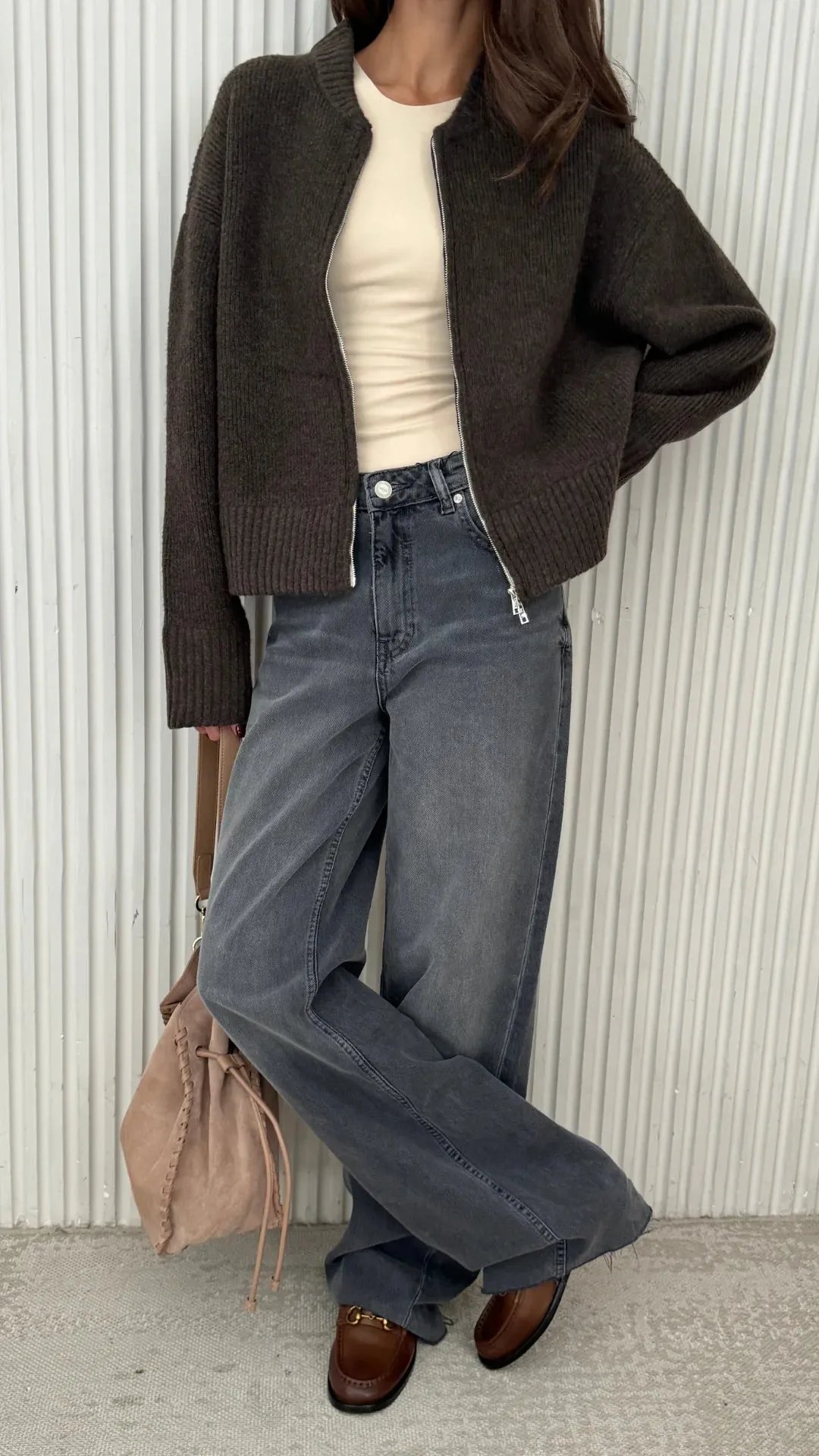 CHARLI ZOEY ZIP CARDIGAN DARK ESPRESSO