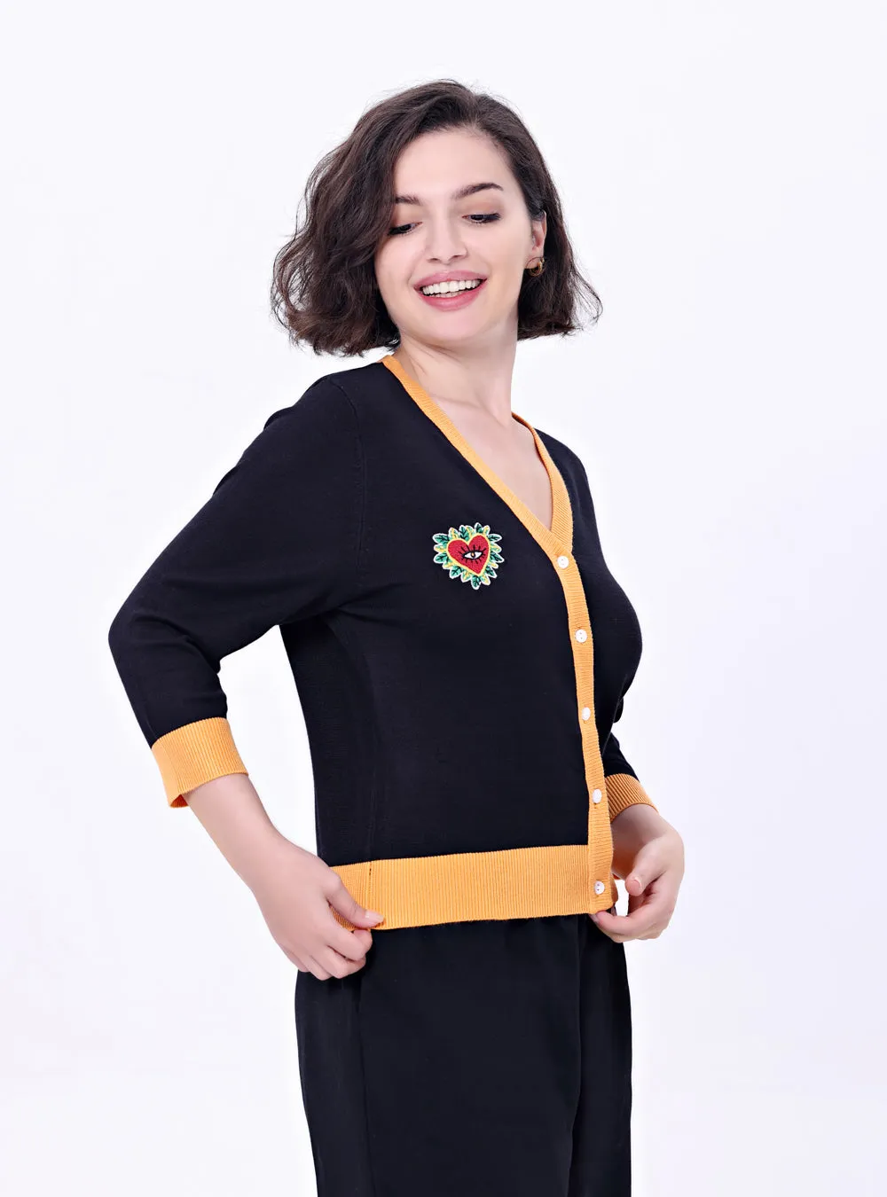 CHEETAH EMBROIDERED CARDIGAN