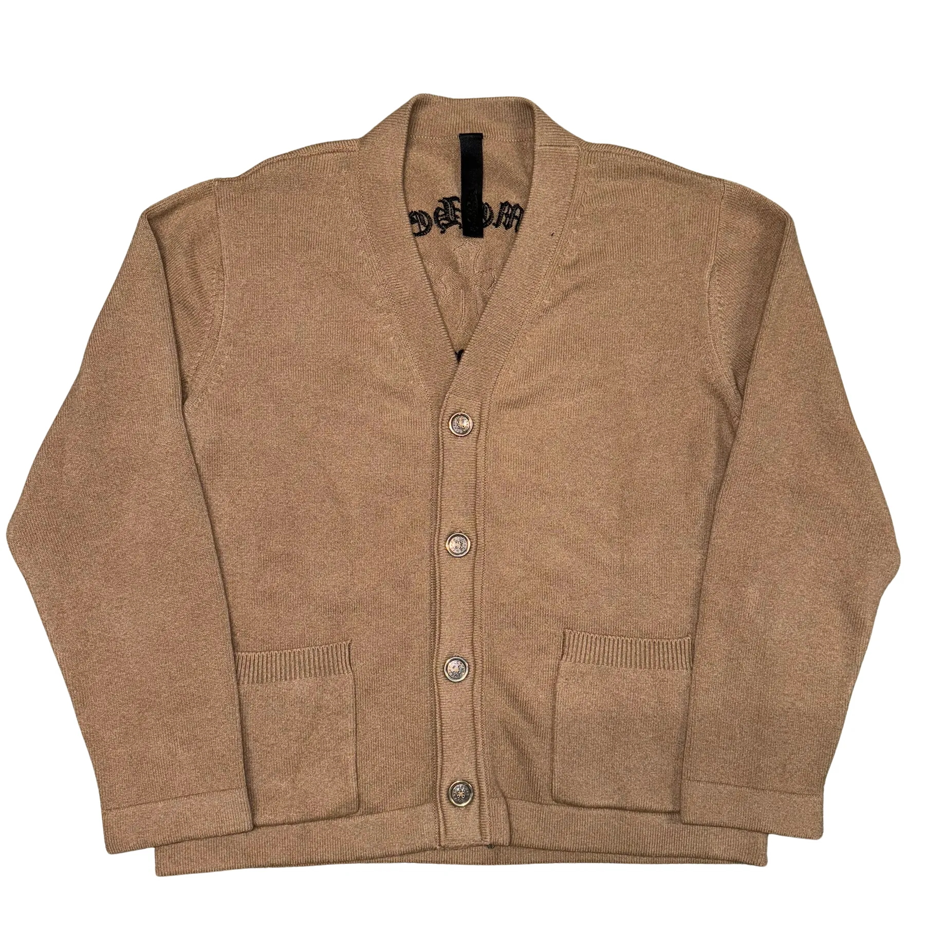 Chrome Hearts 'Triple Cross' Brown Cashmere Cardigan Sweater