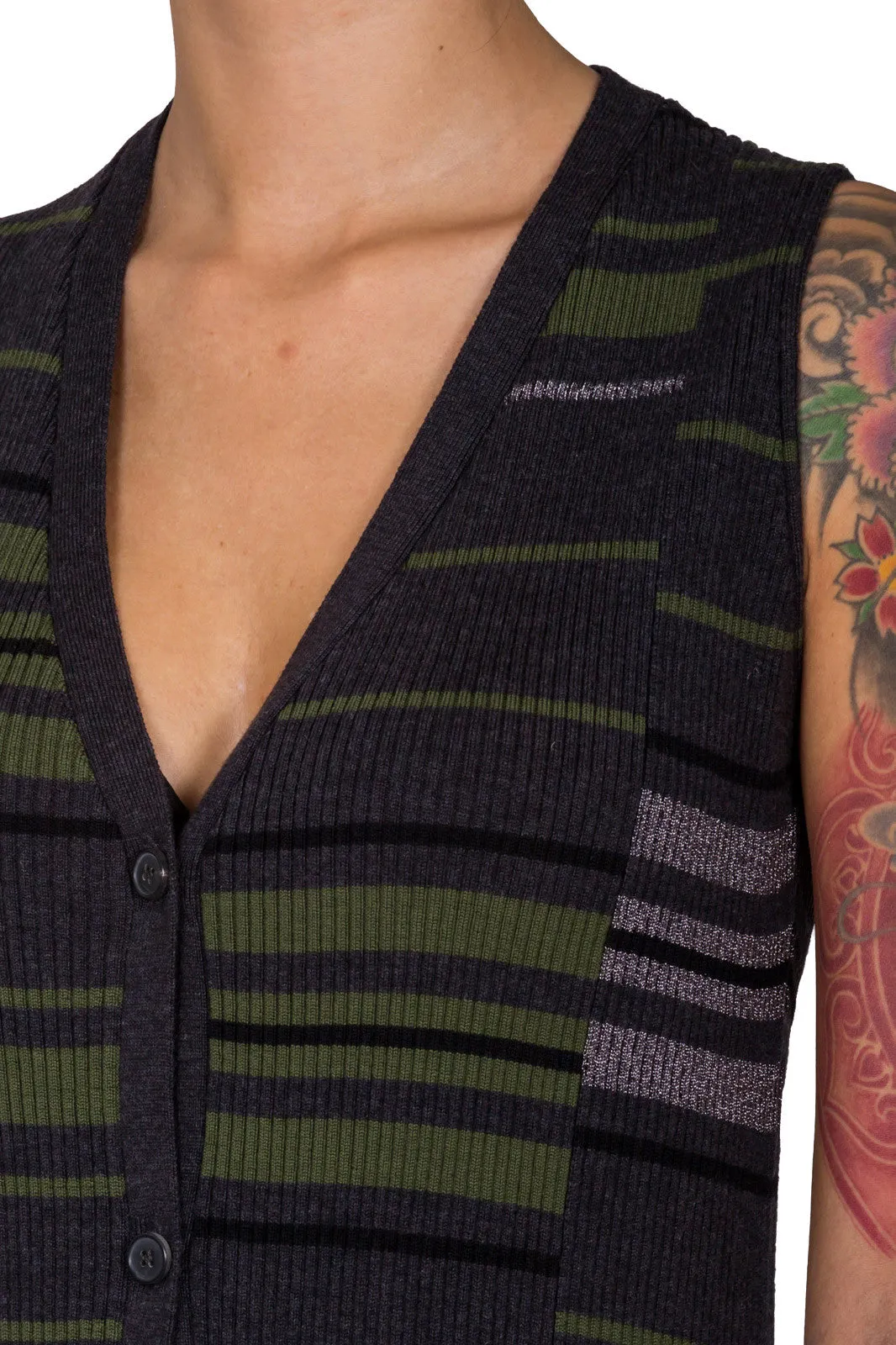 Contrast Pattern Knitted Cardigan