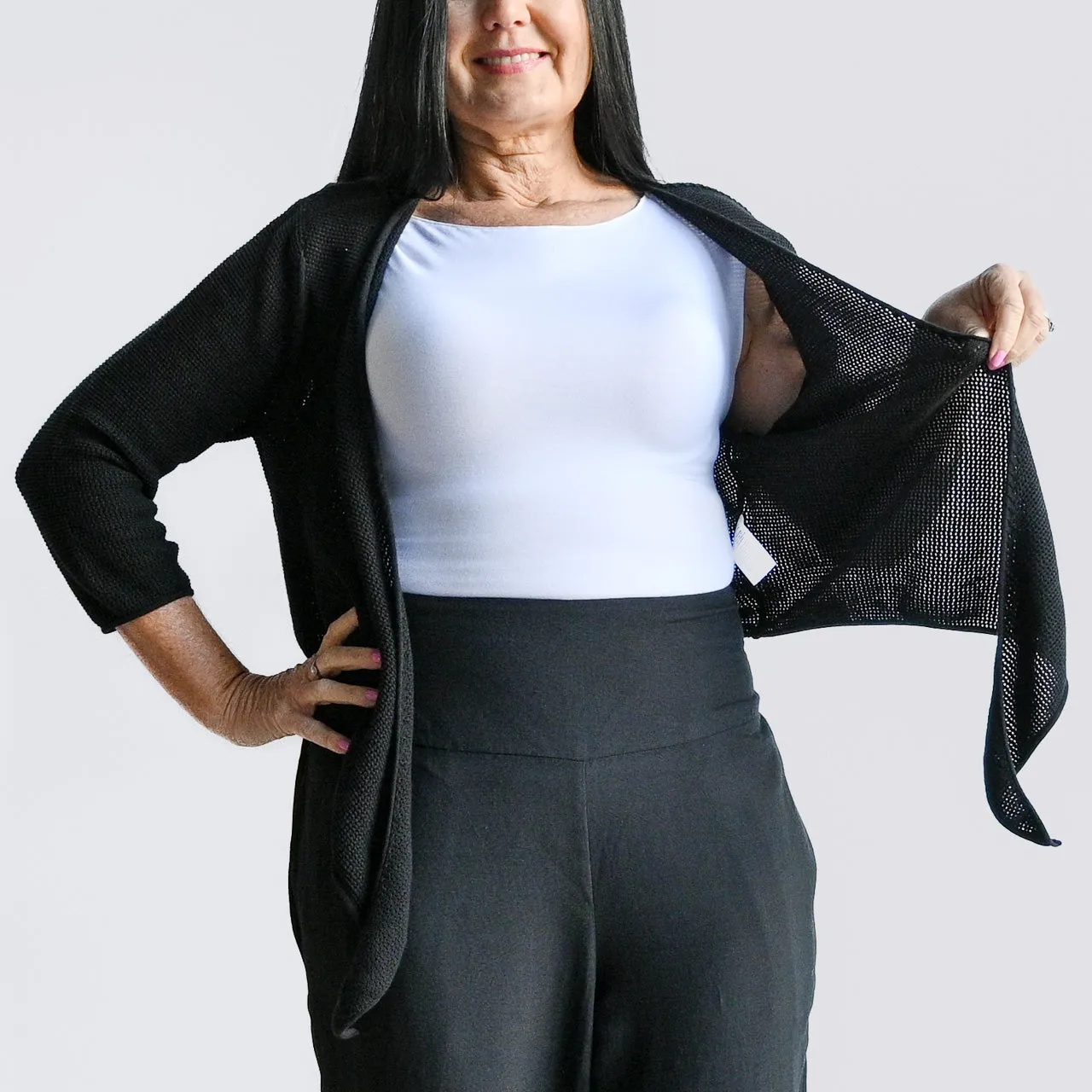 Cotton Knit Wrap Cardi Top by Orientique Australia - 1244