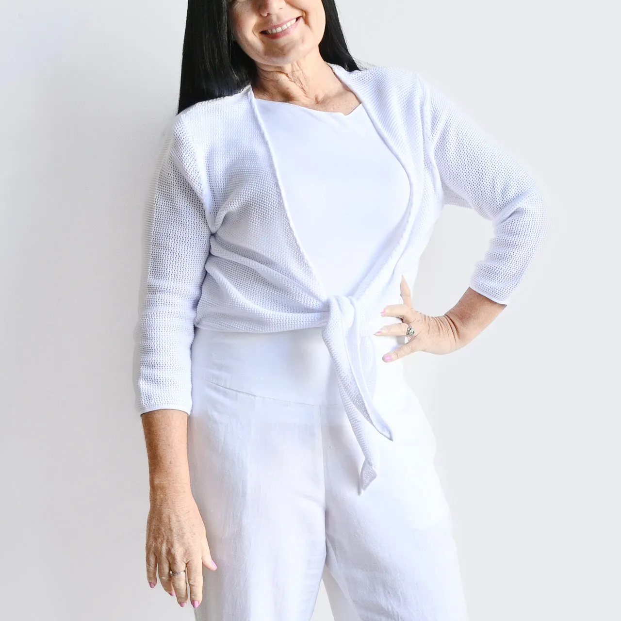 Cotton Knit Wrap Cardi Top by Orientique Australia - 1244