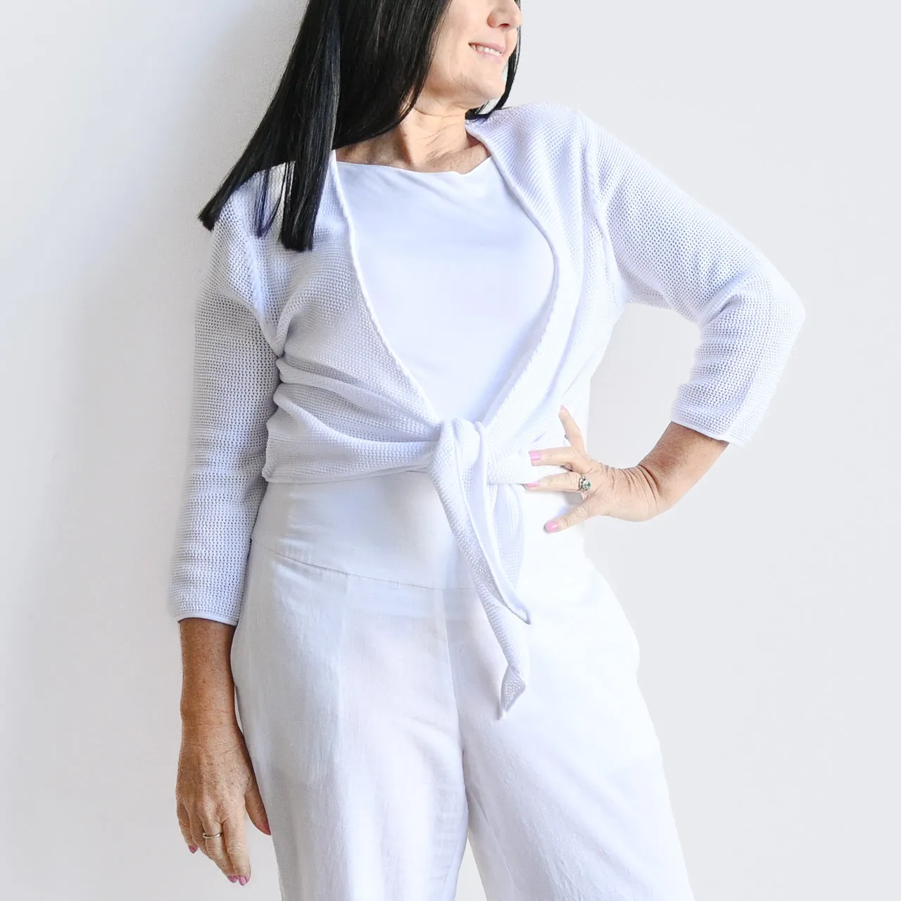 Cotton Knit Wrap Cardi Top by Orientique Australia - 1244