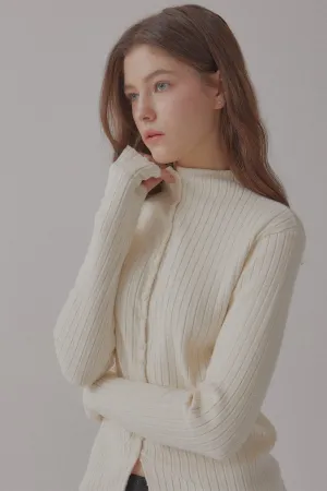[DEARSTALKER] FW 24 RUDY RIBBED MOCKNECK CARDIGAN - CREAM