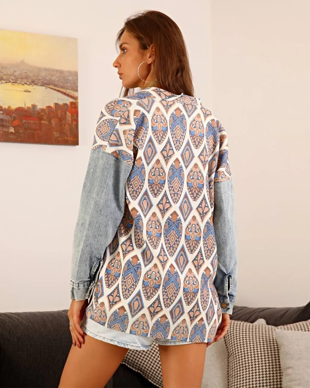 DENIM SLEEVE CARDIGAN
