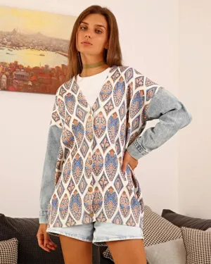DENIM SLEEVE CARDIGAN