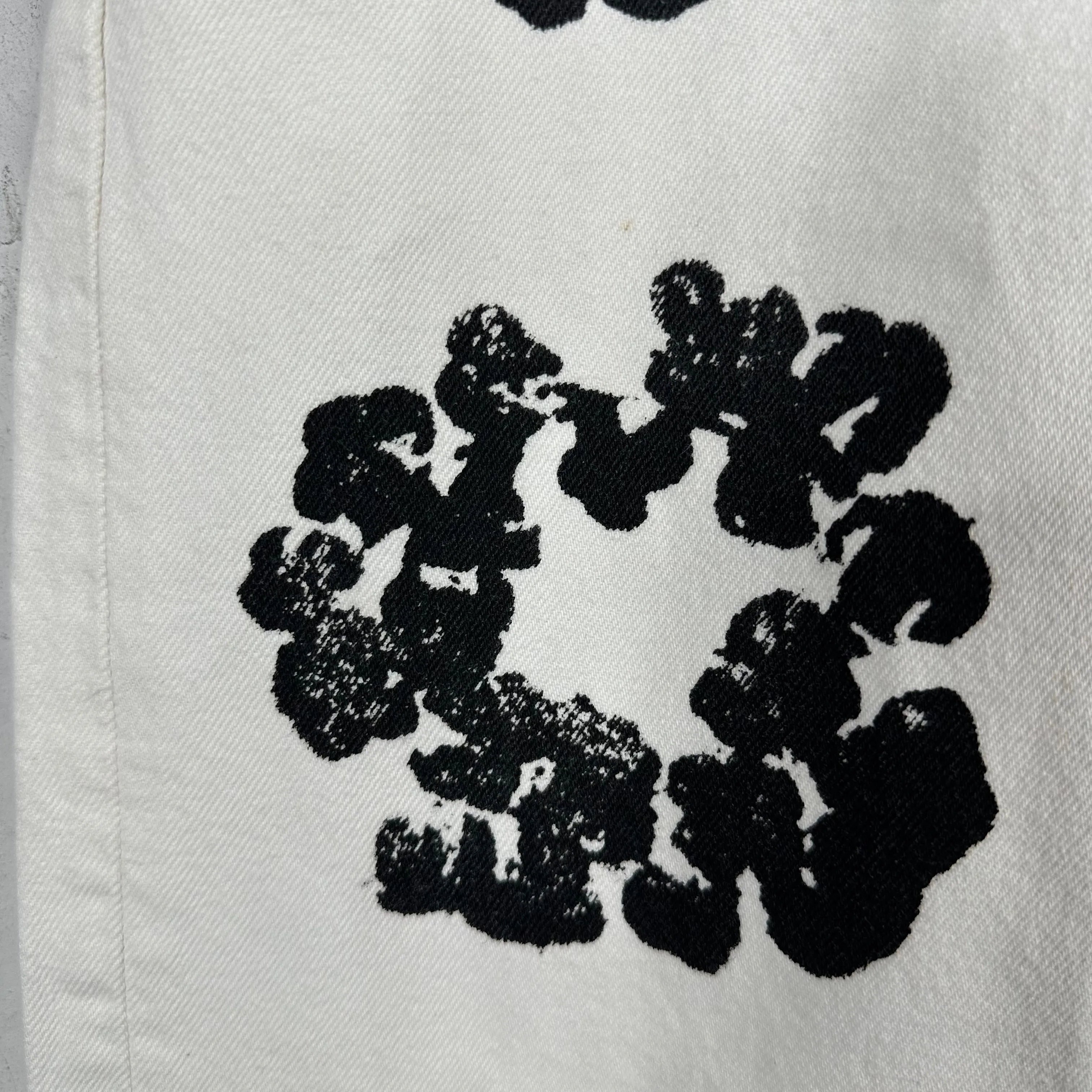 Denim Tears White Cotton Wreath Denim Pants