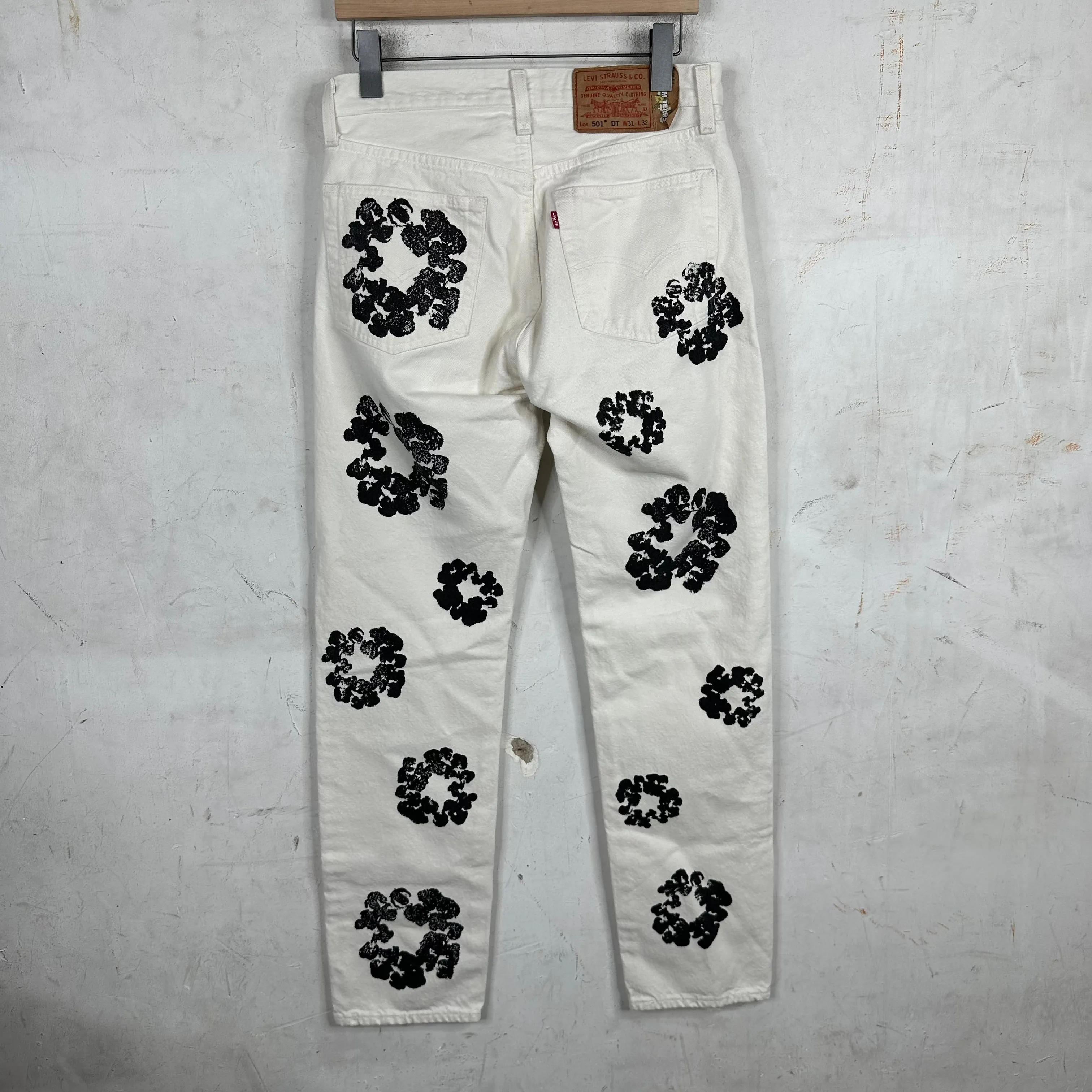 Denim Tears White Cotton Wreath Denim Pants