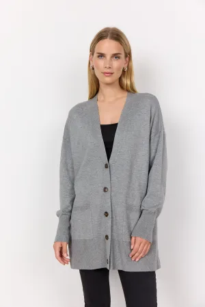 Dollie 739 Medium Grey Long Button Up Cardigan