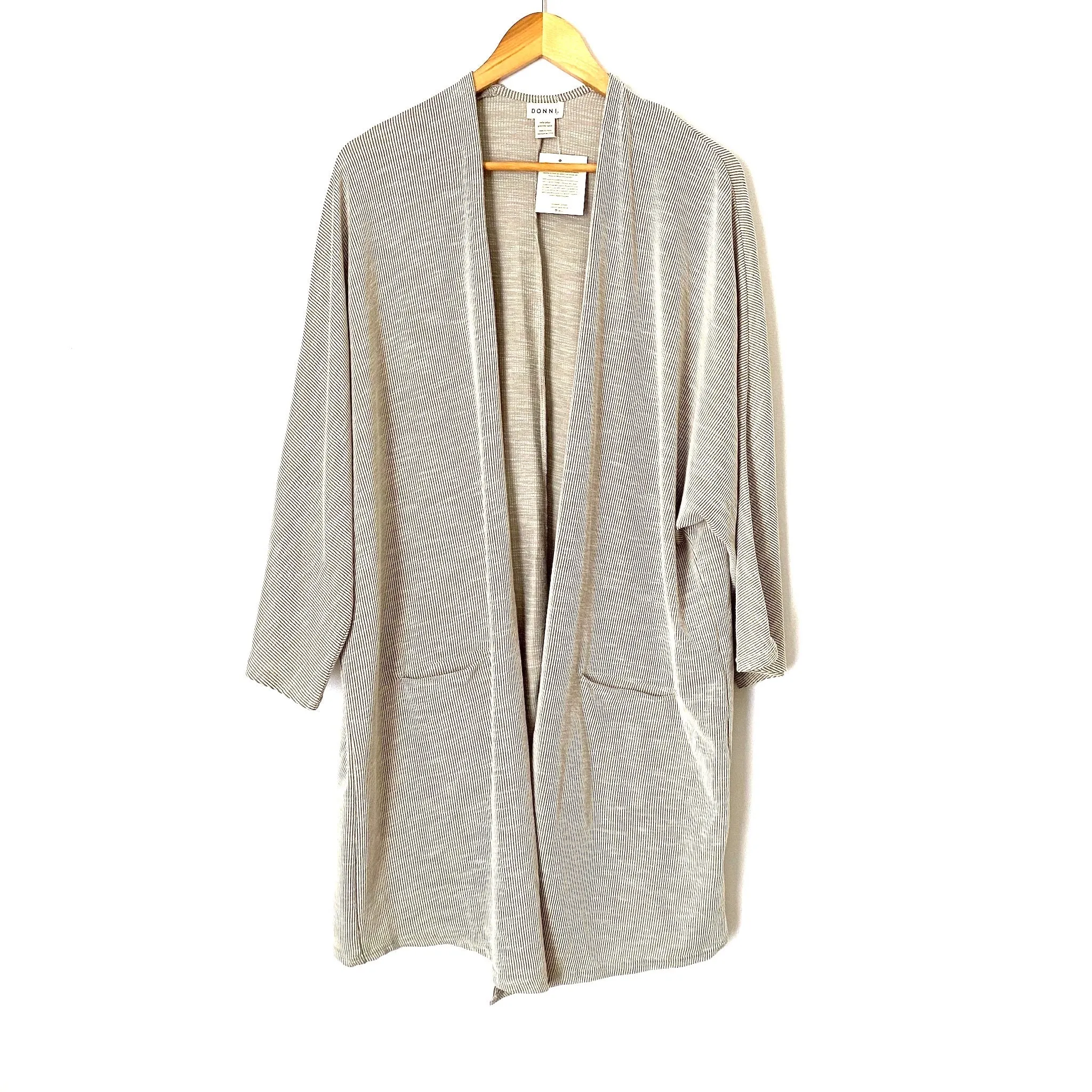 Donni Grey Ribbed Open Cardigan NWT- Size OS Plus