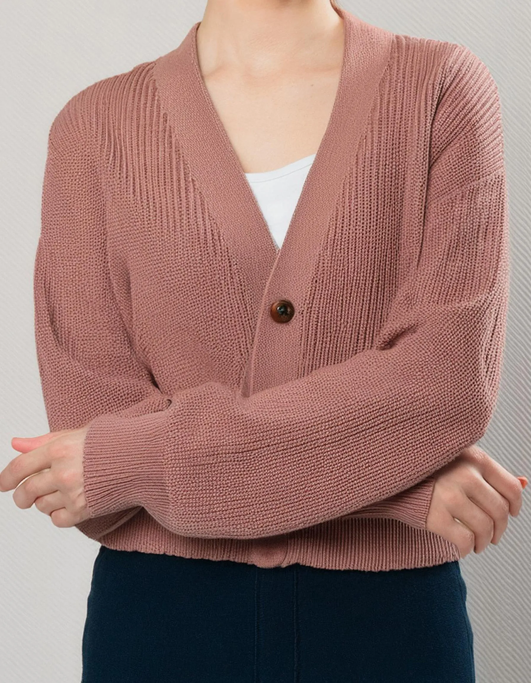 Dusty Rose V-Neck Cardigan