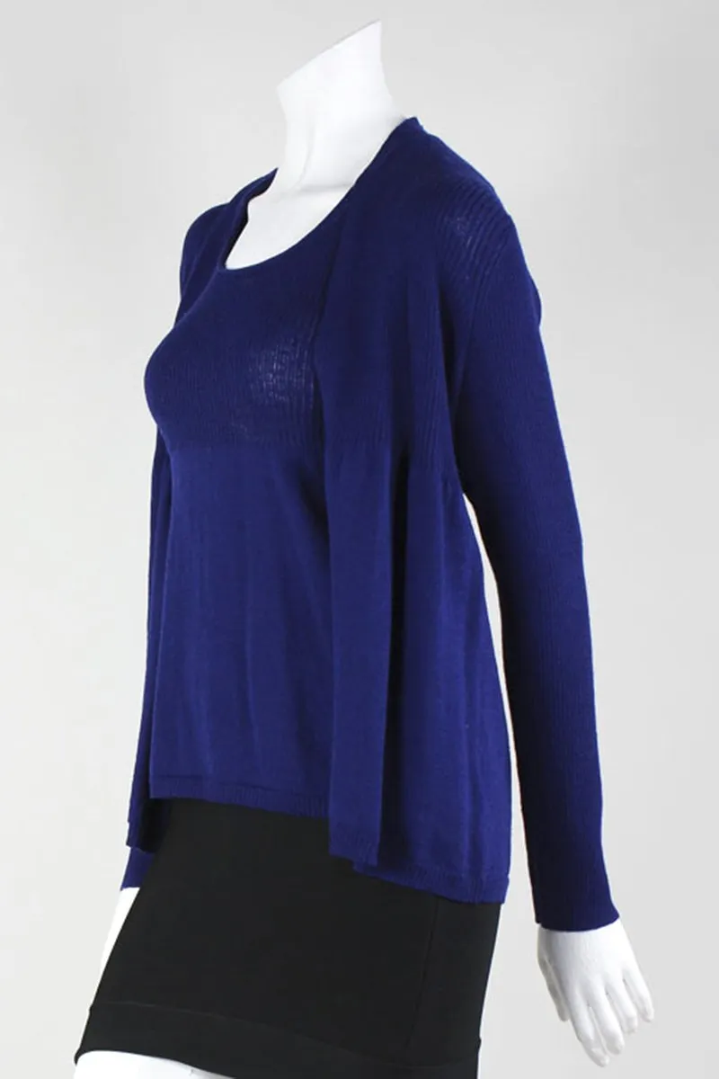 Eileen Fisher Two Piece Sleeveless Shell And Long Sleeved Knitted Cardigan Size P S