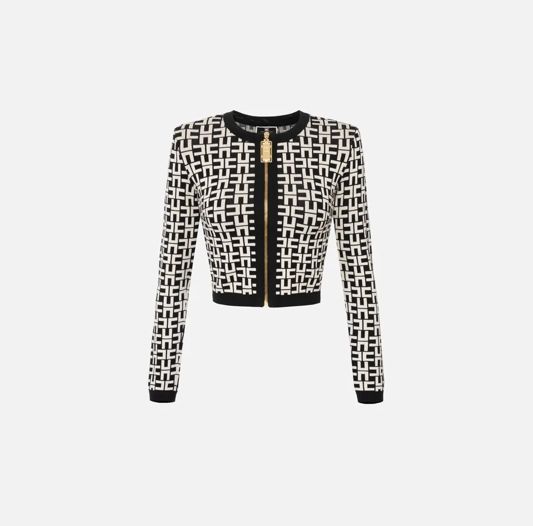 ELISABETTA FRANCHI Mini cardigan in viscosa jacquard