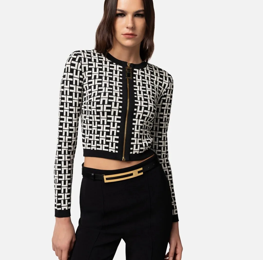 ELISABETTA FRANCHI Mini cardigan in viscosa jacquard