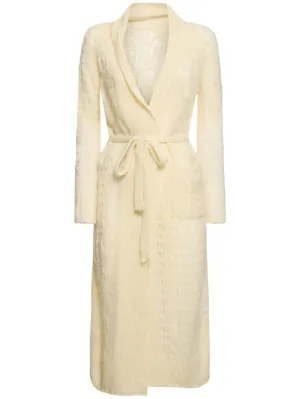 Ermanno Scervino   Openwork mohair blend long cardigan 