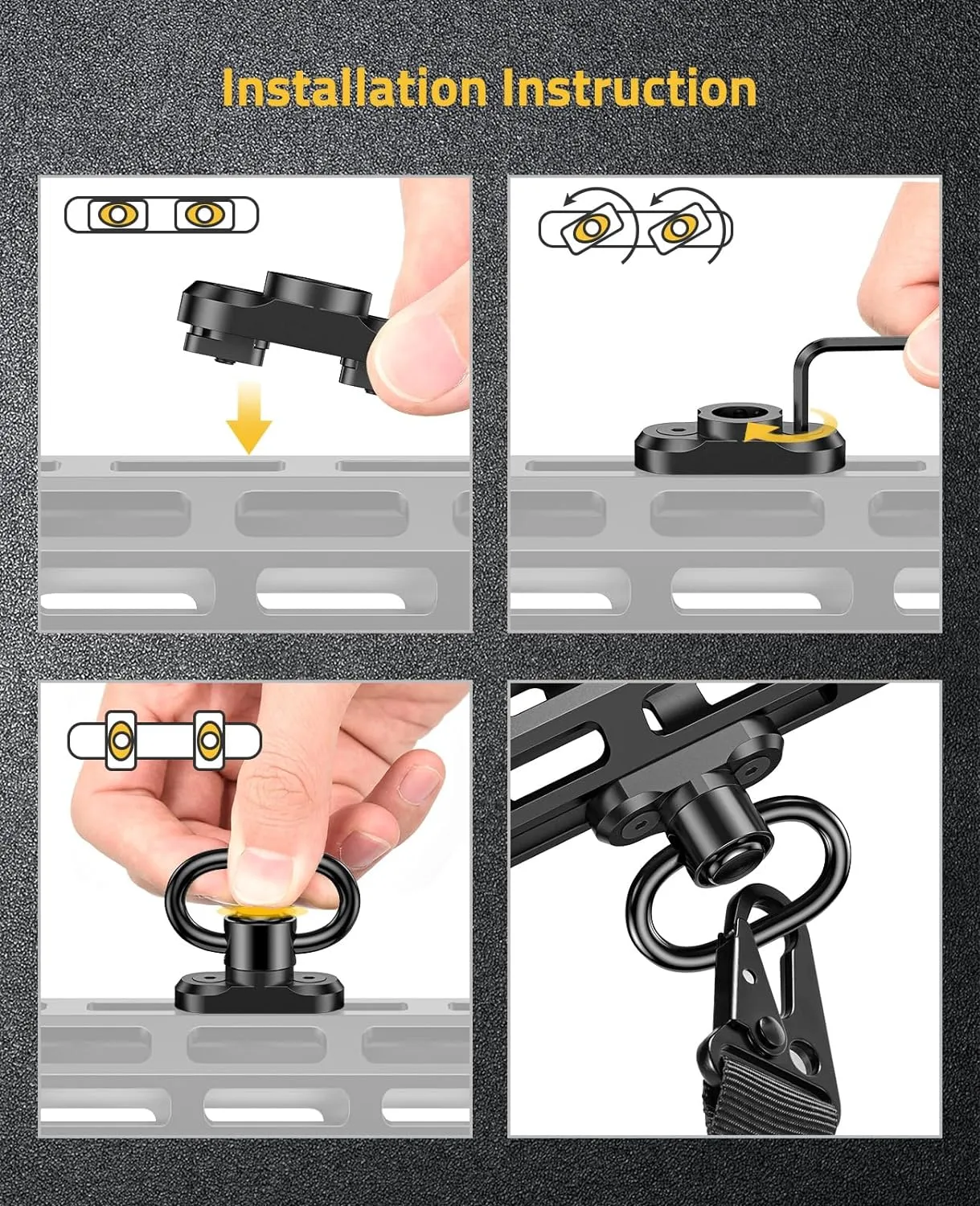 EZshoot Sling Swivel Mount 1.25" Sling Mount for 2 Point Sling