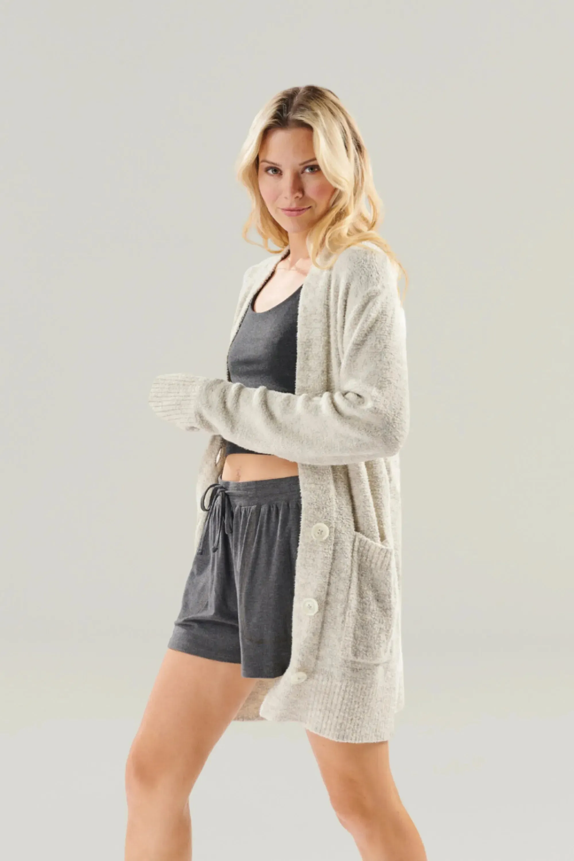 Faceplant Bamboo Plush Button-Up Cardi