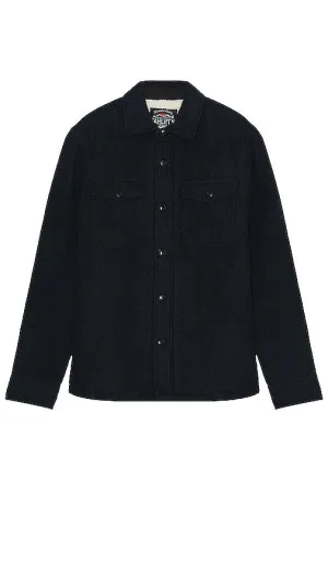 Faherty High Pile Fleece Lined Wool Shirt in Navy