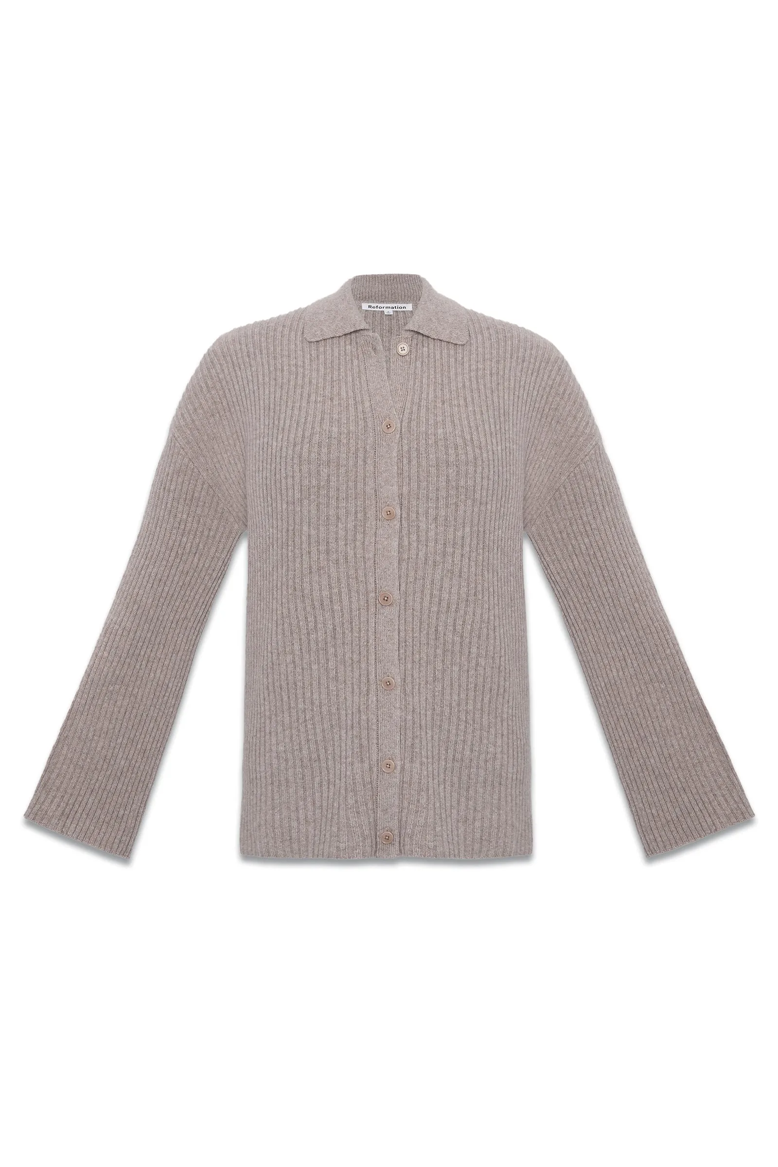 Fantino Oatmeal Cashmere Collared Cardigan
