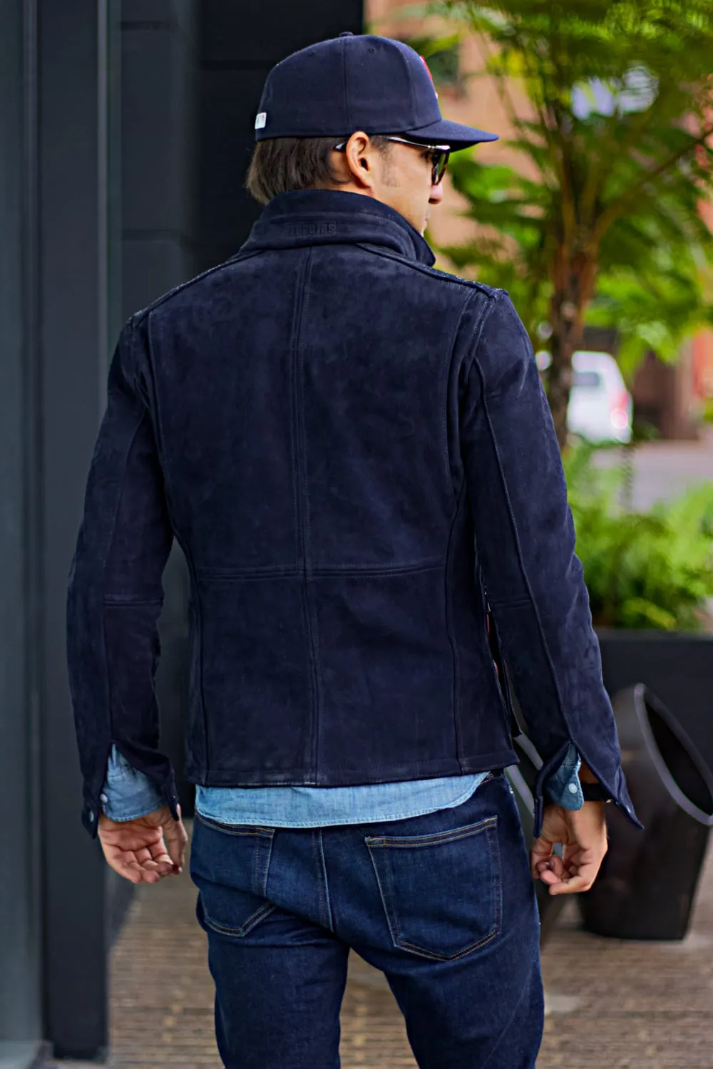FIELD FR SH Leather Jacket Dark Blue  - Nubuck Suede - Short-Length