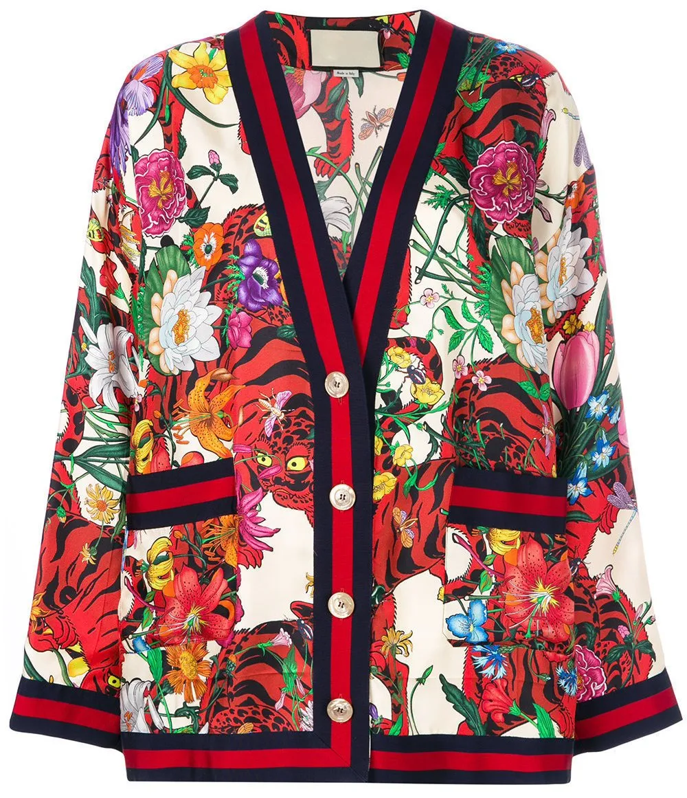 Floral and Tiger Print Cardigan