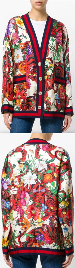 Floral and Tiger Print Cardigan