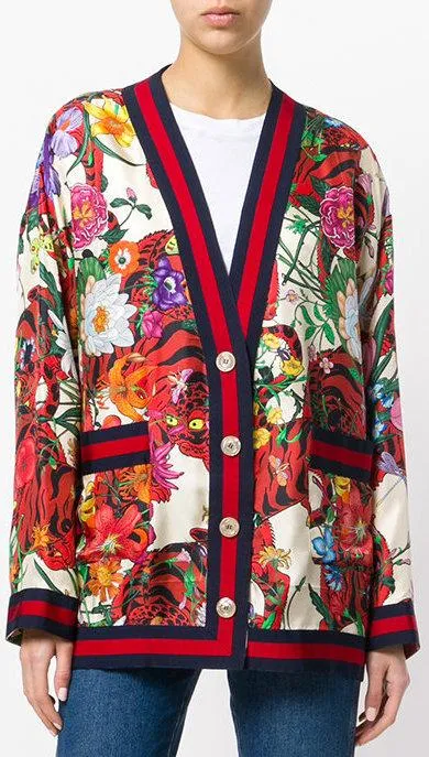 Floral and Tiger Print Cardigan