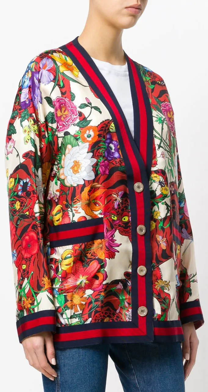Floral and Tiger Print Cardigan