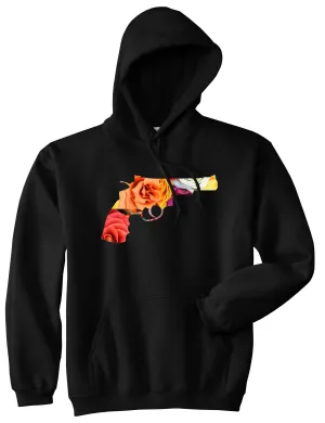 Floral Gun Flower Print Colt 45 Revolver Pullover Hoodie Hoody