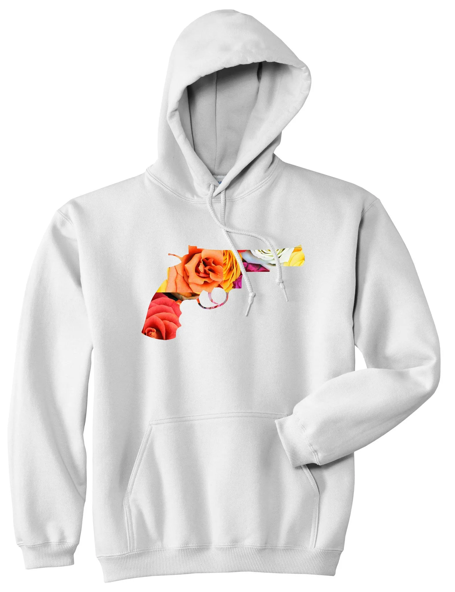 Floral Gun Flower Print Colt 45 Revolver Pullover Hoodie Hoody