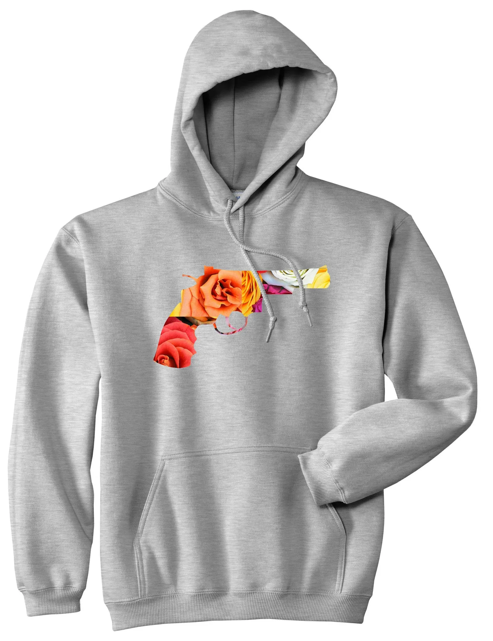 Floral Gun Flower Print Colt 45 Revolver Pullover Hoodie Hoody