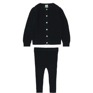 FUB DARK NAVT POINTELLE CARDIGAN LEGGING SET