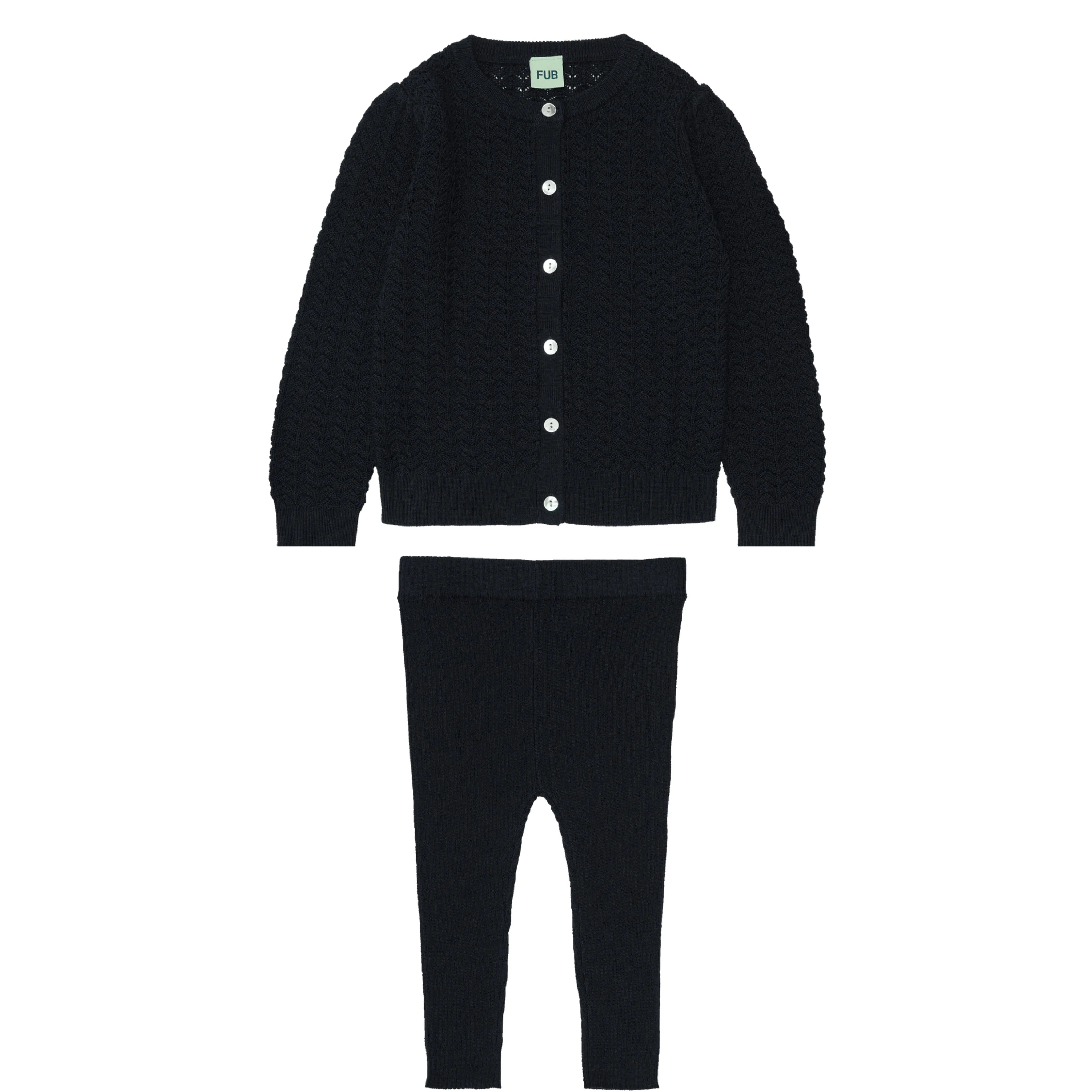 FUB DARK NAVT POINTELLE CARDIGAN LEGGING SET