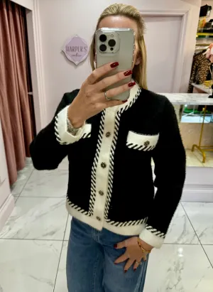 Georgina Super Soft Black & Cream Knit Cardigan
