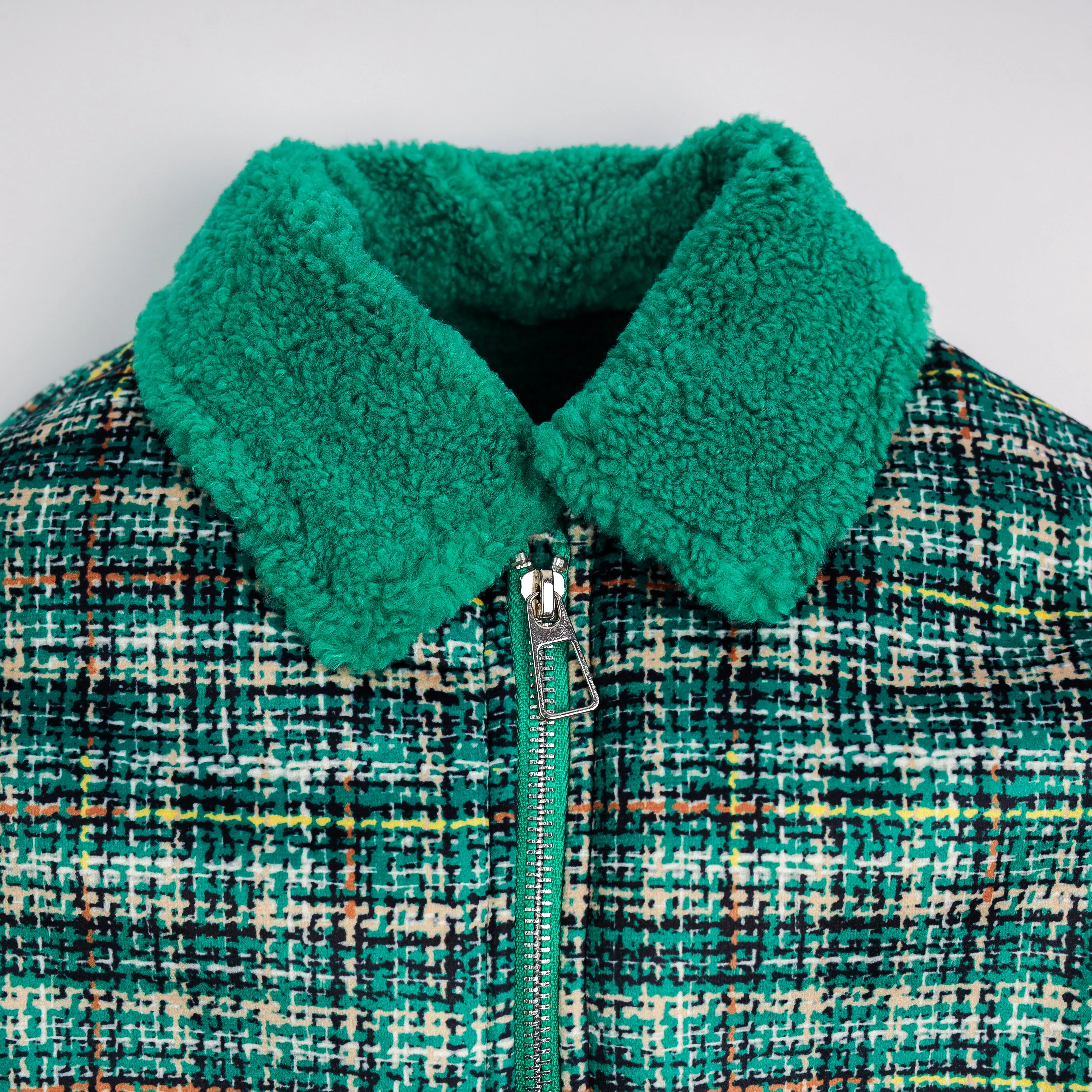 Green Quilted Fur Jacket 7165