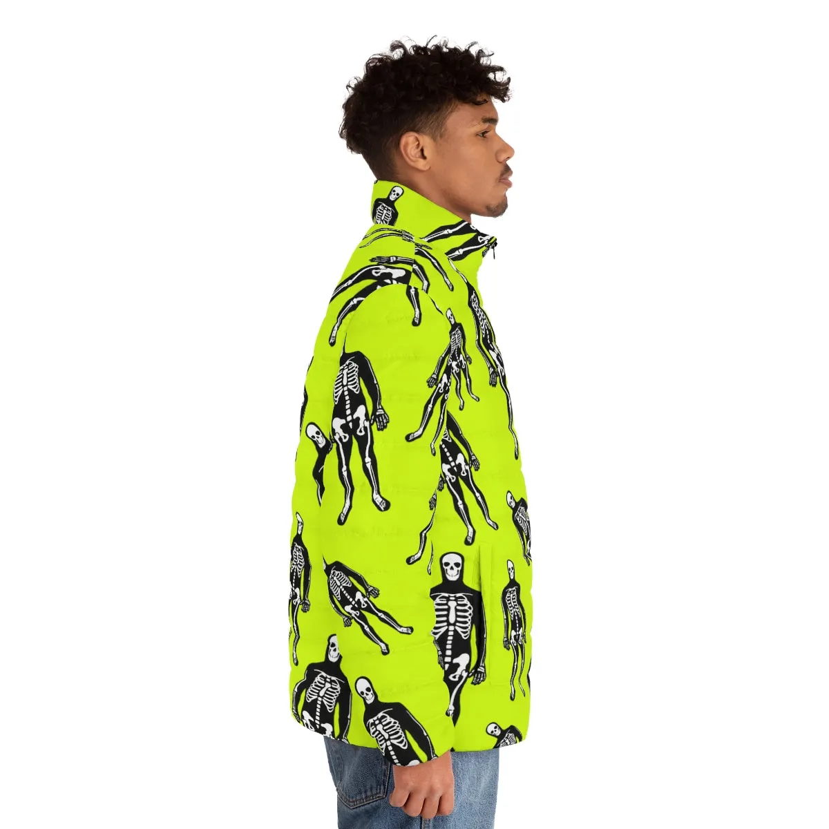 Halloween Skeletons - Psychobilly Pattern | Punk Fashion Puffer Jacket