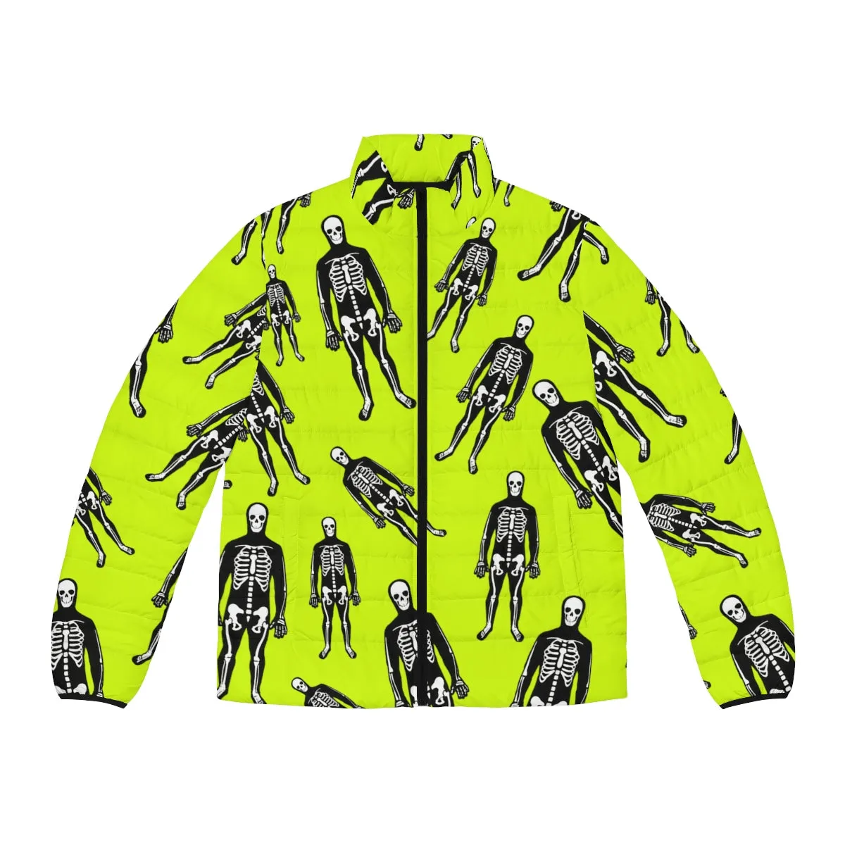 Halloween Skeletons - Psychobilly Pattern | Punk Fashion Puffer Jacket