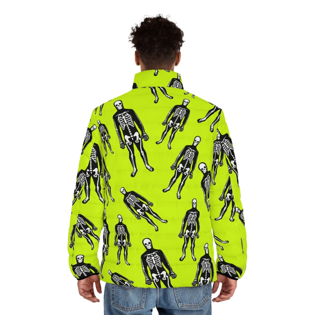 Halloween Skeletons - Psychobilly Pattern | Punk Fashion Puffer Jacket