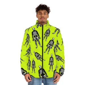 Halloween Skeletons - Psychobilly Pattern | Punk Fashion Puffer Jacket