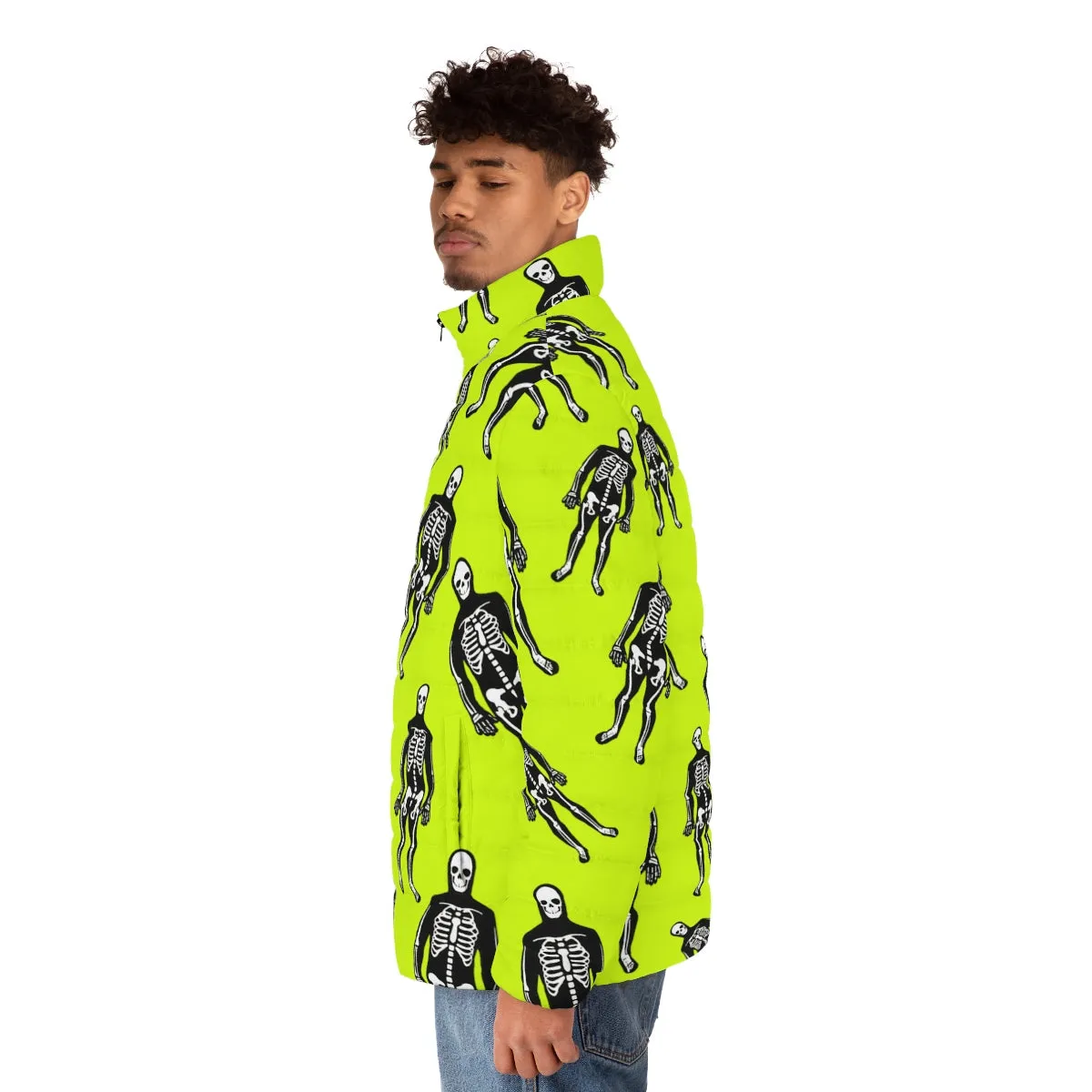 Halloween Skeletons - Psychobilly Pattern | Punk Fashion Puffer Jacket