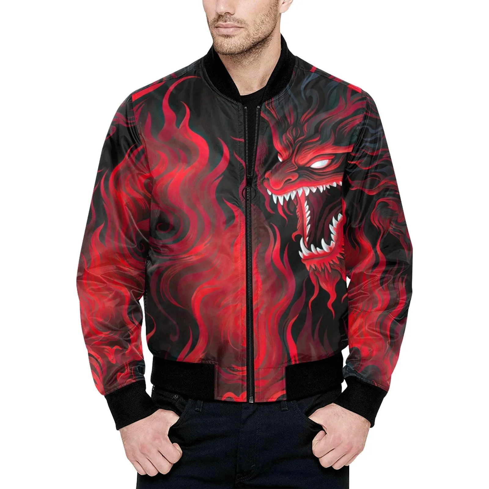 Hell Dragon Quilted Bomber Jacket