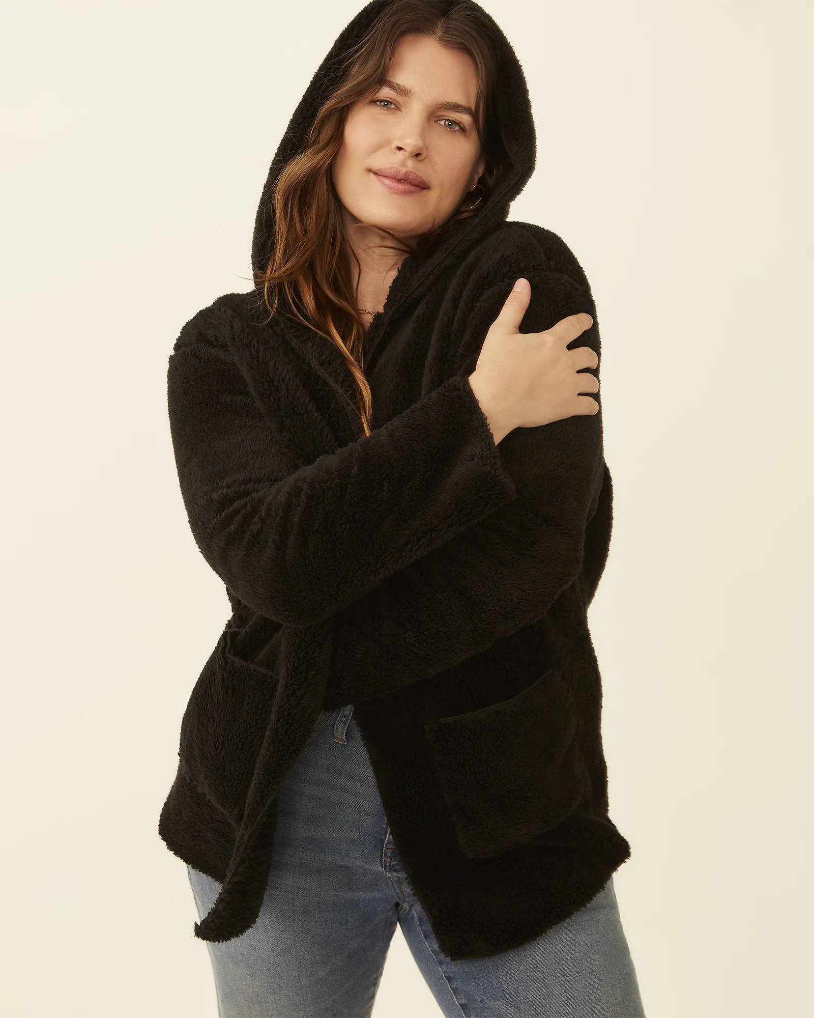 Henrietta Teddy Fleece Cardigan | Black