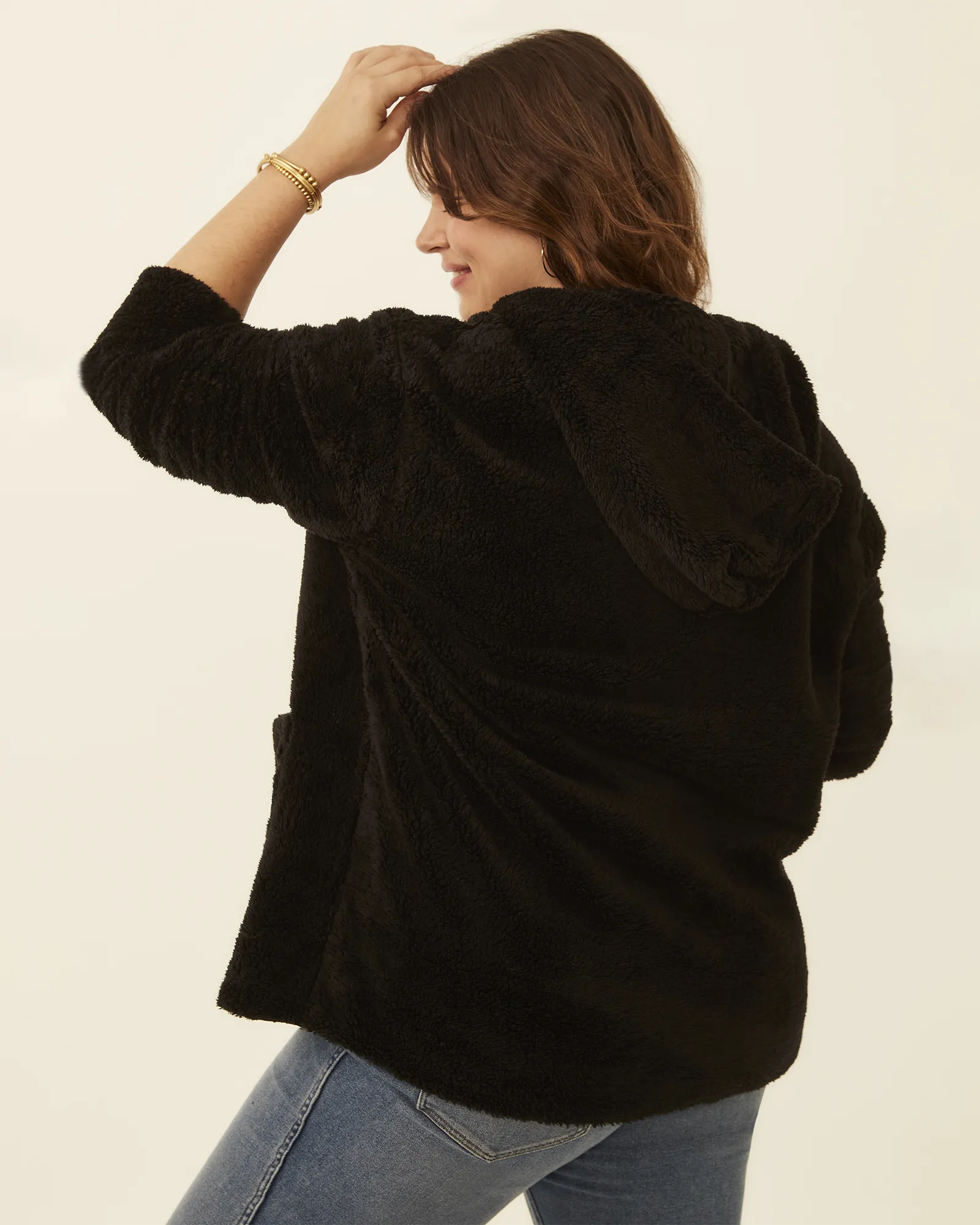 Henrietta Teddy Fleece Cardigan | Black
