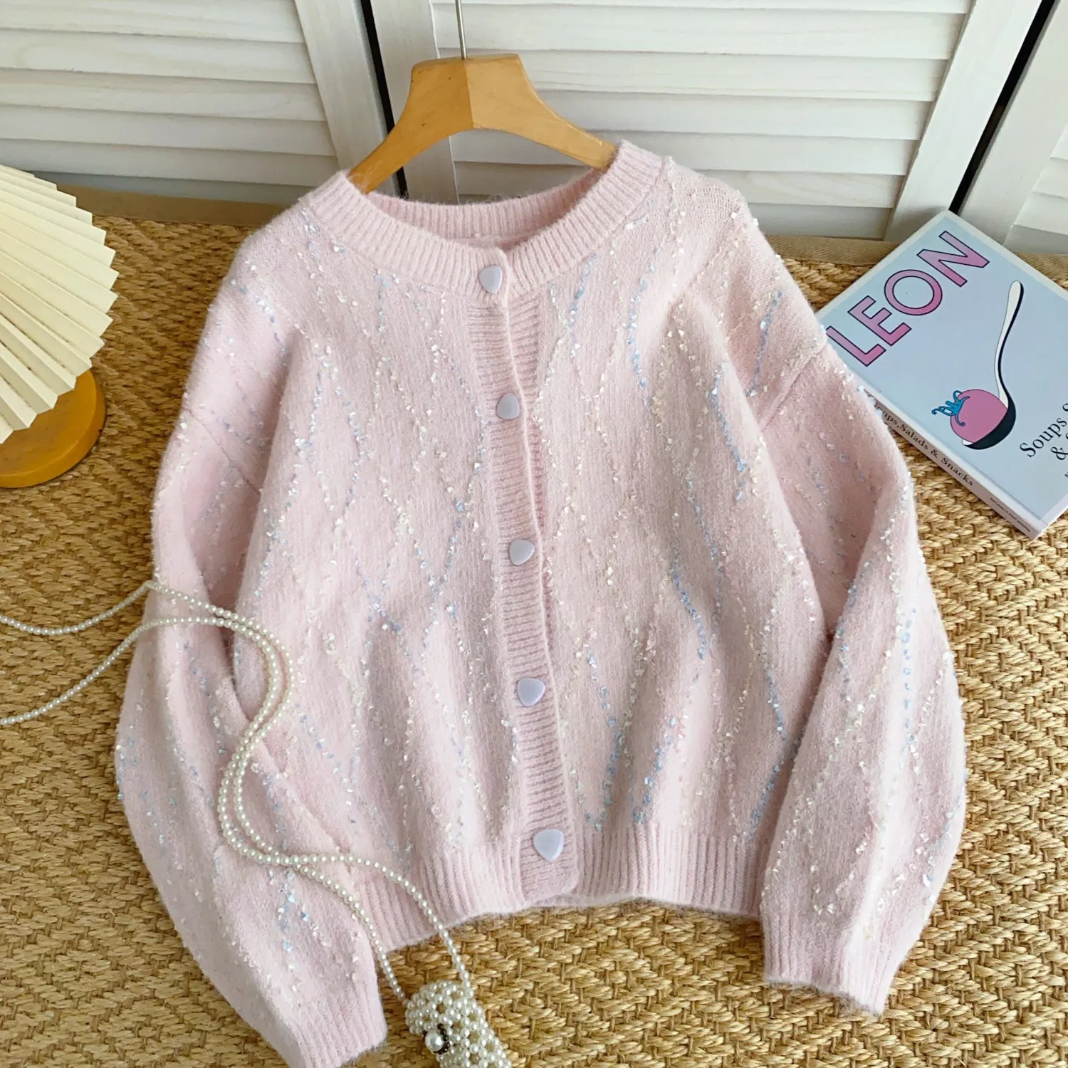 High-end Sequined Light Color Soft Cardigan
